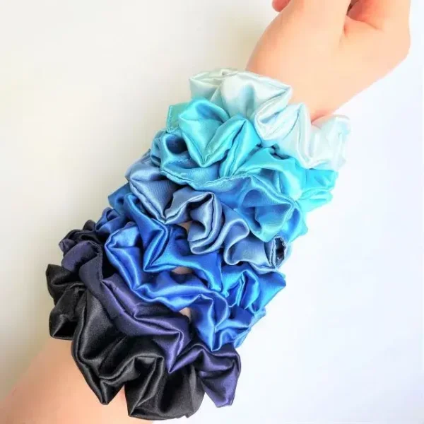 Blue Satin Scrunchies Wrist