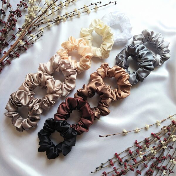 Neutral Satin Scrunchies