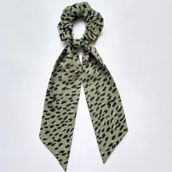 Olive Leopard Print Scarf Scrunchie