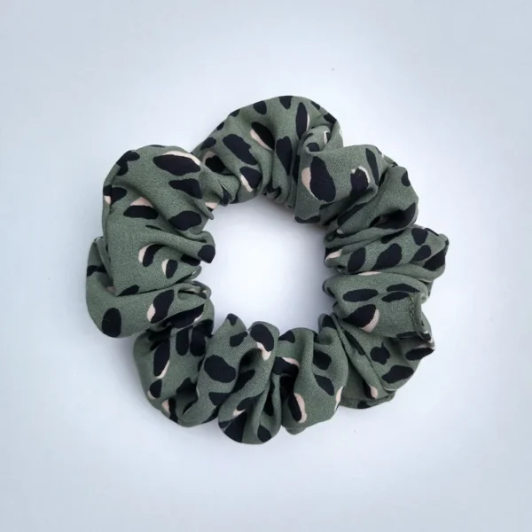 Olive Leopard Print Scrunchie Flat