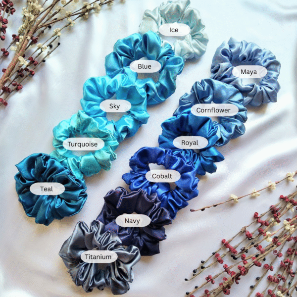 Blue Satin Scrunchies - Image 2
