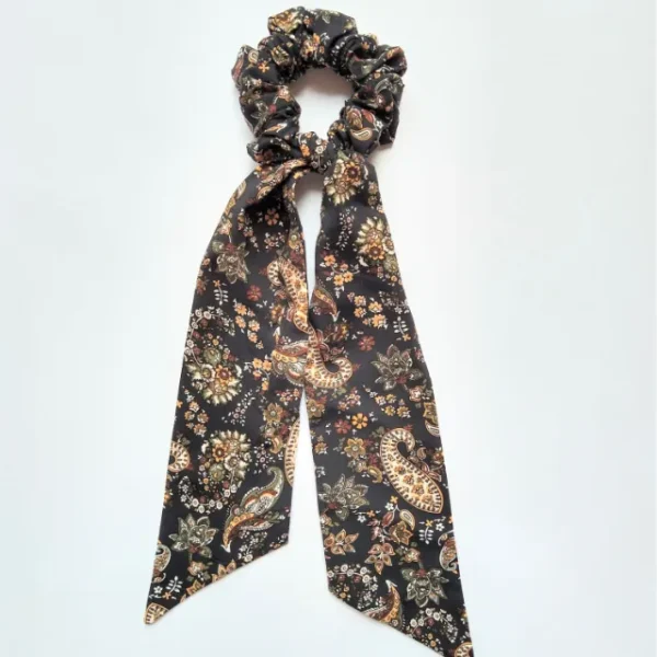 Black Paisley Scarf Scrunchie Scarf