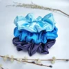 Blue Satin Scrunchie Set