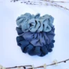 Blue linen scrunchie set of 3