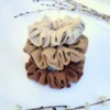 Brown linen scrunchie set of 3