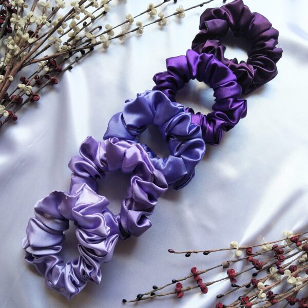 Purple Satin Scrunchies