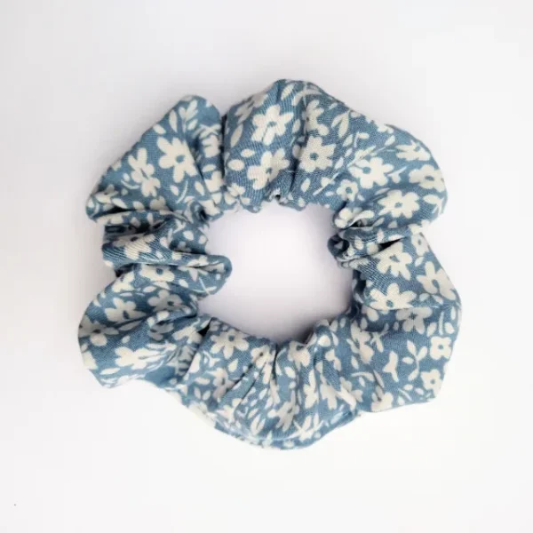 Light Blue Daisies Scarf Scrunchie Flat