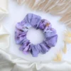 Lilac Flowers Linen Scrunchie