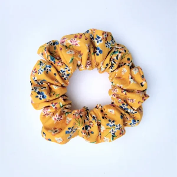 Mustard Small Flowers Scrunchie Flat