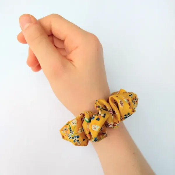 Mustard Small Flowers Scrunchie Wrist