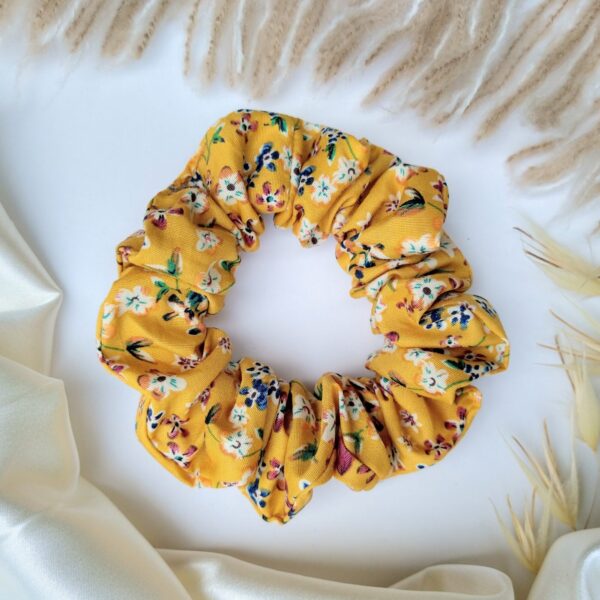 Mustard Small Flowers Scrunchie