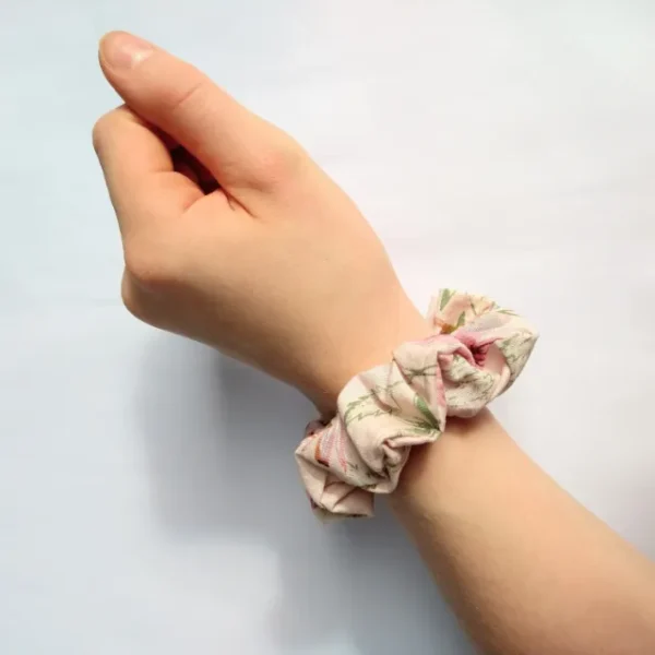 Pink Bunnies and Flowers Scrunchie Wrist