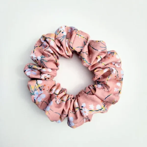 Pink Flowers Scrunchie Flat