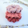 Pink linen scrunchie set of 3