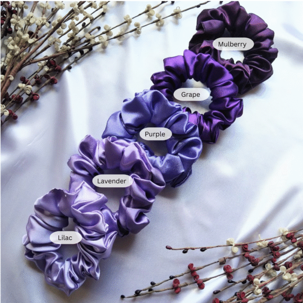 Purple Satin Scrunchies - Image 2