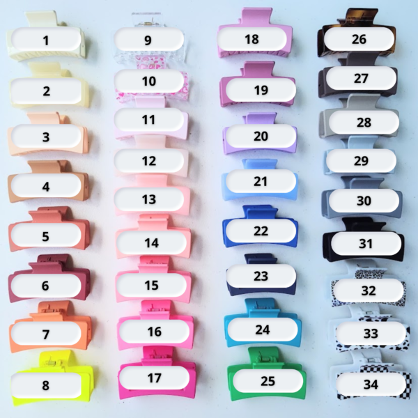 Medium Rectangle Claw Clips Numbers