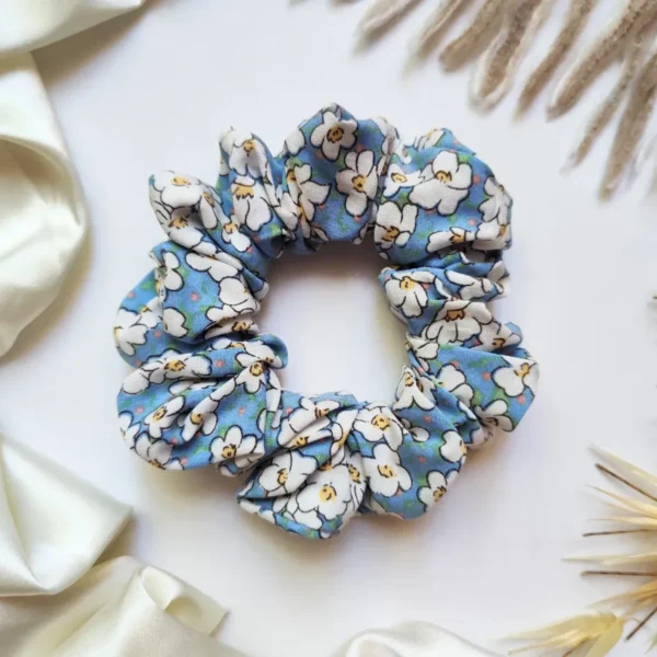 Blue Flowers Scarf Scrunchie