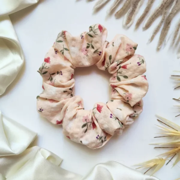 Light Pink Flower Scrunchie