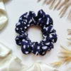 Dark Blue Patterned Scarf Scrunchie