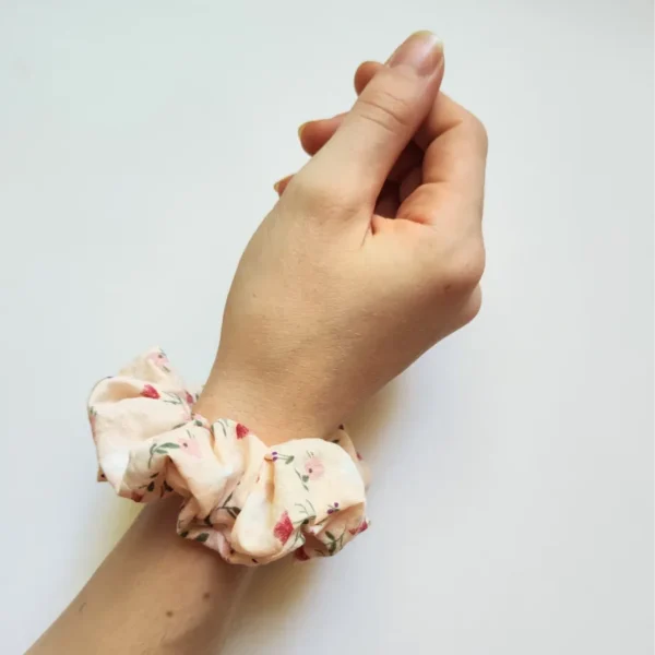 Light Pink Flower Scrunchie Wrist