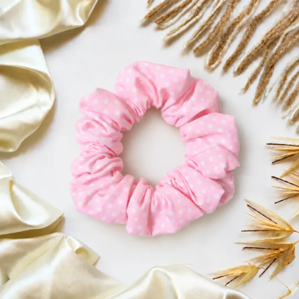 Pink Polka Dot Scrunchie