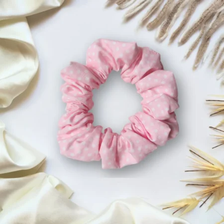 Pink Polka Dot Scrunchie