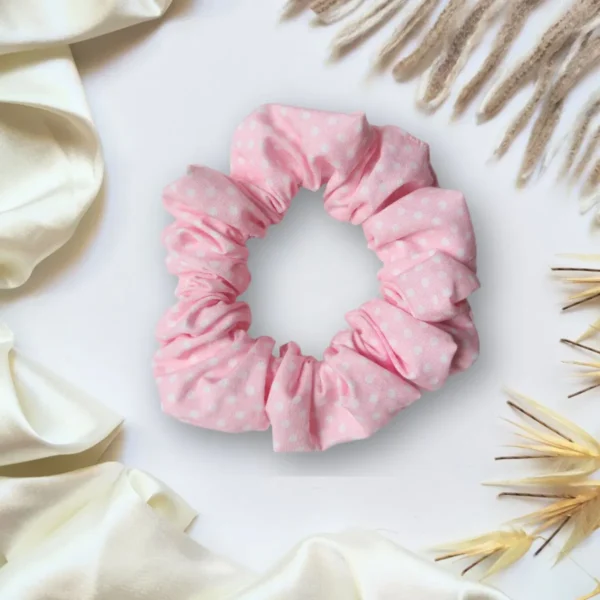 Pink Polka Dot Scrunchie
