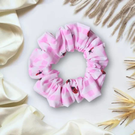 Pink Tartan Ladybird Scrunchie