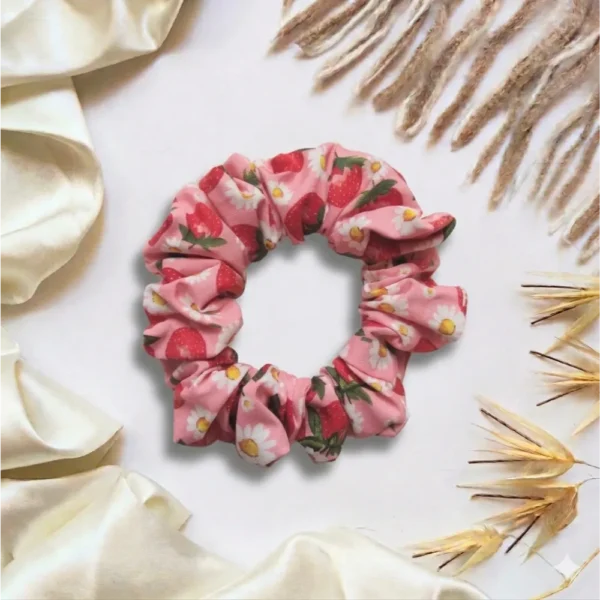 Strawberries & Daisies Scrunchie
