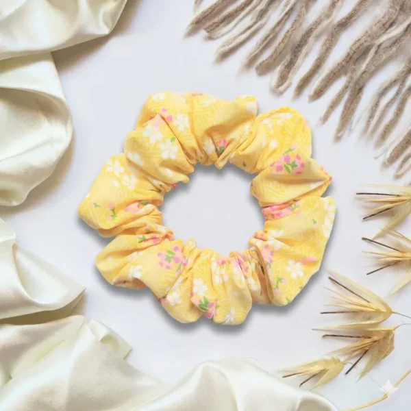 Yellow Flowers Scrunchie